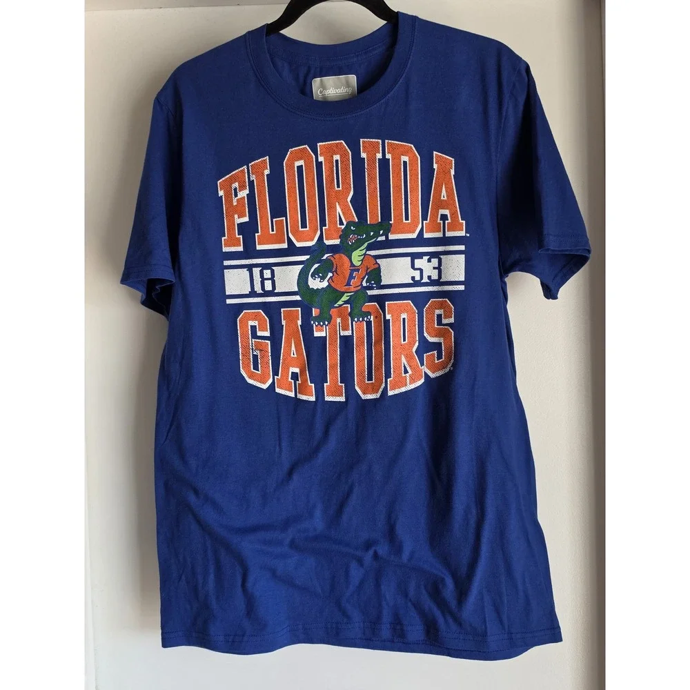 Florida Gators Men's Blue Graphic T-Shirt Size M Cotton Crew Neck Casual Tee